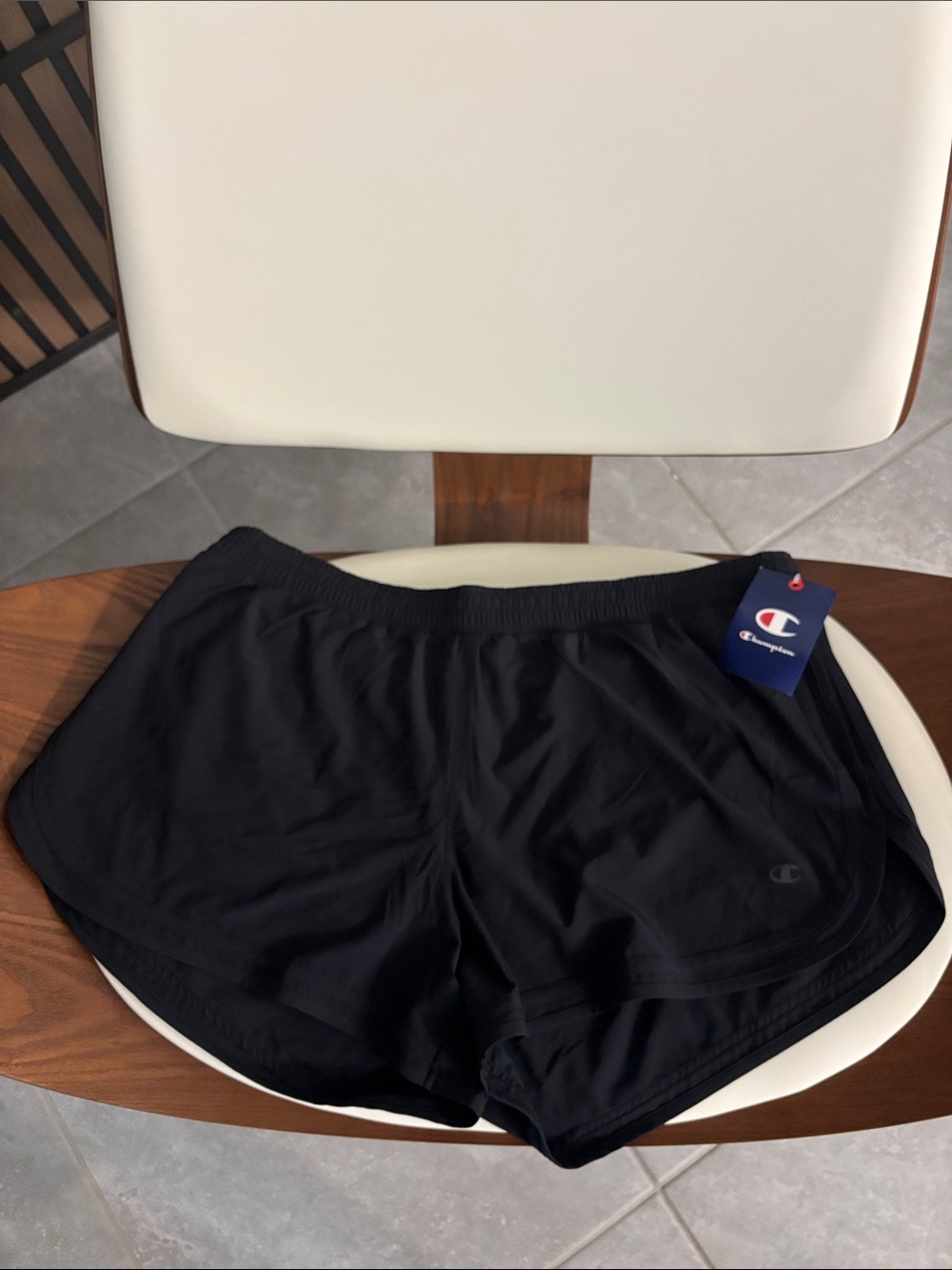 Champion Black Women's Athletic Shorts with Logo Tag